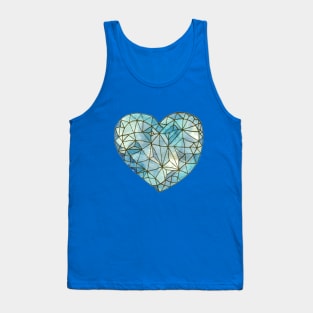 Heart of Glass Crystal Gemstone Jewel Blue Tank Top